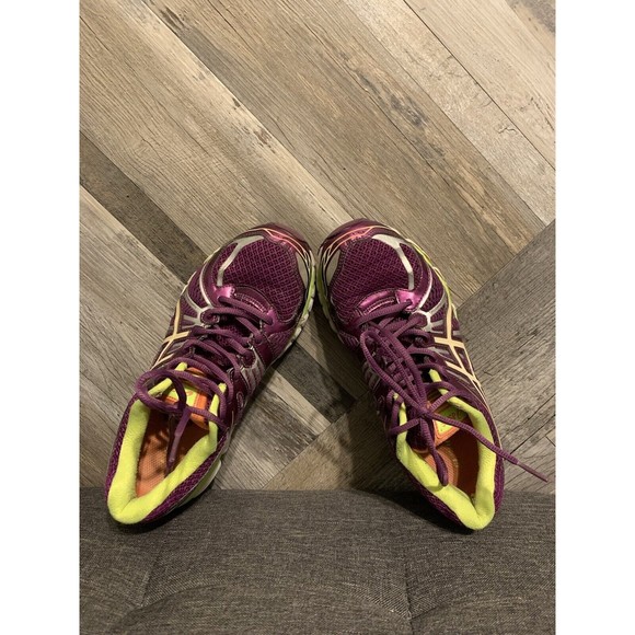 Asics Gel Nimbus 15 Women’s Size 8 Running Shoes Purple Lime Yellow T3B5N - Picture 5 of 8